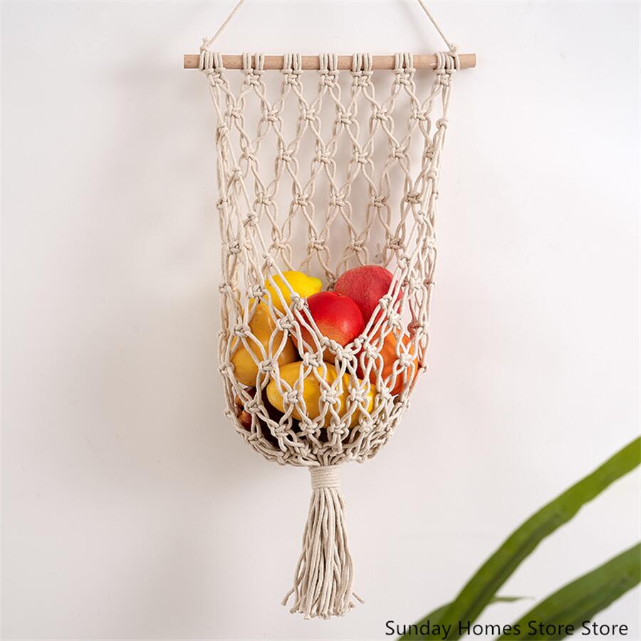 Food Storage Kitchen Cabinet - Macrame Fruit Storage Basket Hammock Hanging