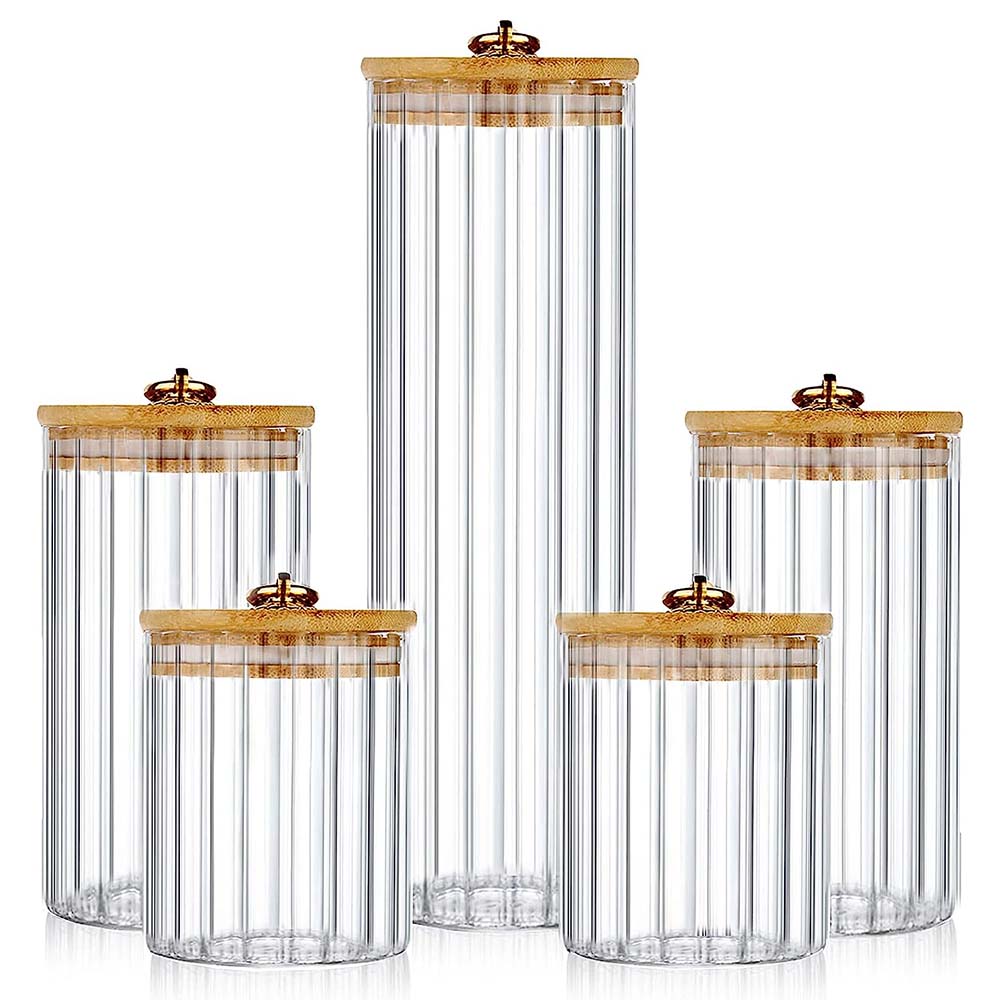 Food Storage Glass Container Set - Glass Storage Jars Set of 3,