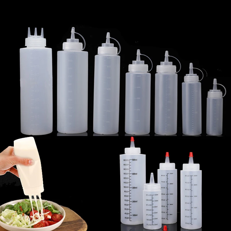 Condiment Squeeze Bottle - 1Pcs Empty120ml-1000ml PE Plastic Squeeze Bottles