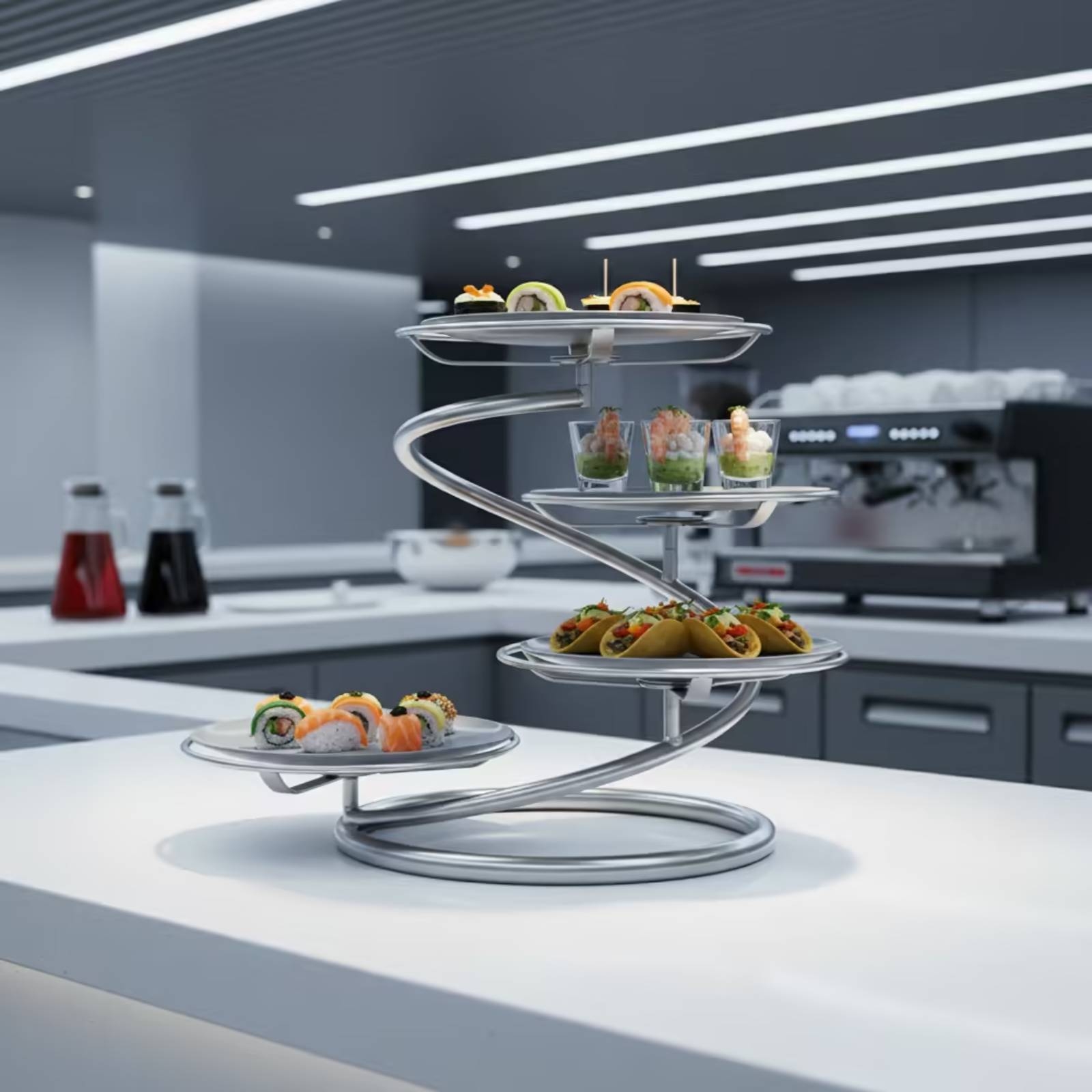 Food Storage Rack - Tiered Serving Stand Multi-Level Spiral Serving