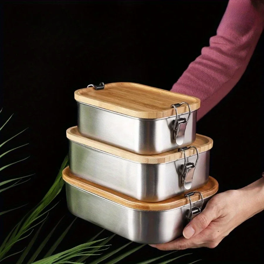 Food Storage Lunch Box - New 304 stainless steel bamboo lid