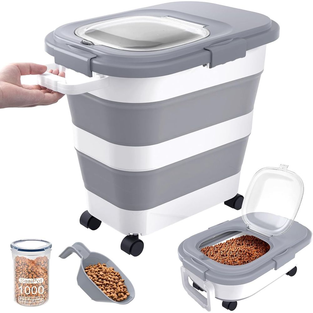 Food Storage With Scoop - Airtight Dog Food Storage Container, Collapsible