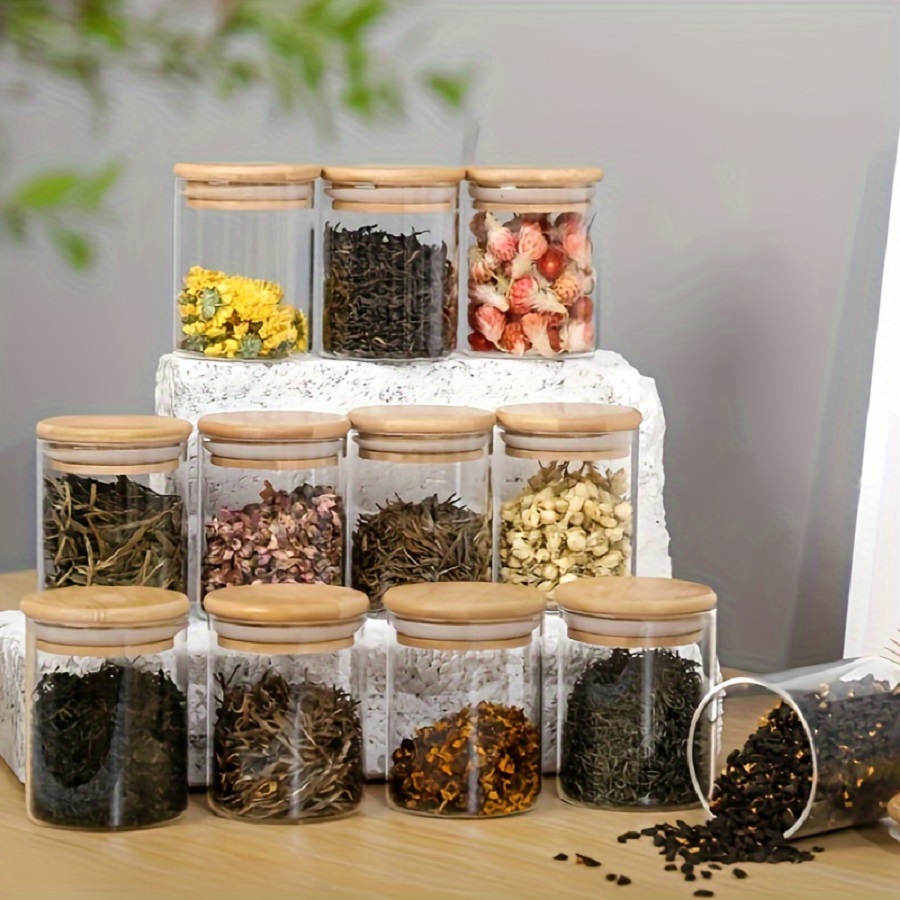 Food Storage Glass Container Set - 12pcs/set Airtight Glass Storage Jar with