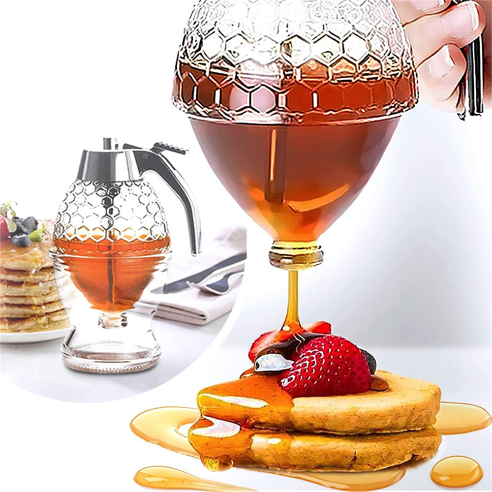 Condiment Squeeze Bottle - 1pc No Drip Glass Honey Dispenser