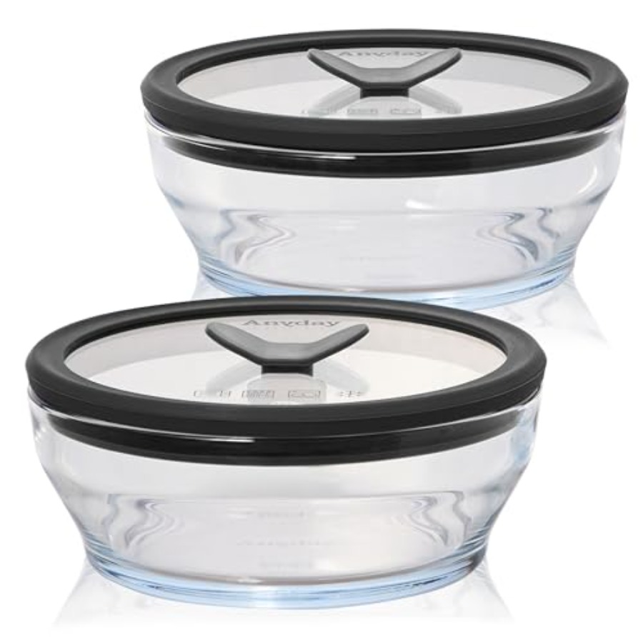 Food Storage Glass Container Set - 2-Pack 2-Cup Glass Food Storage Set