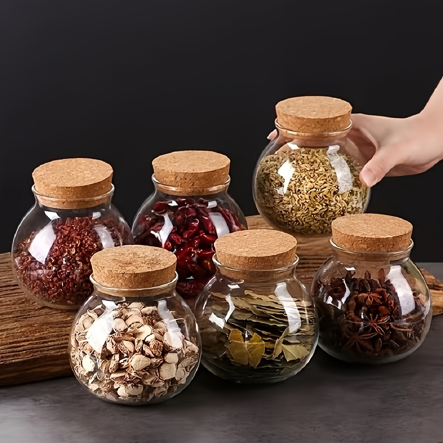 Food Storage Glass Container Set - 500ML Clear Glass Storage Canister,Round Decorative
