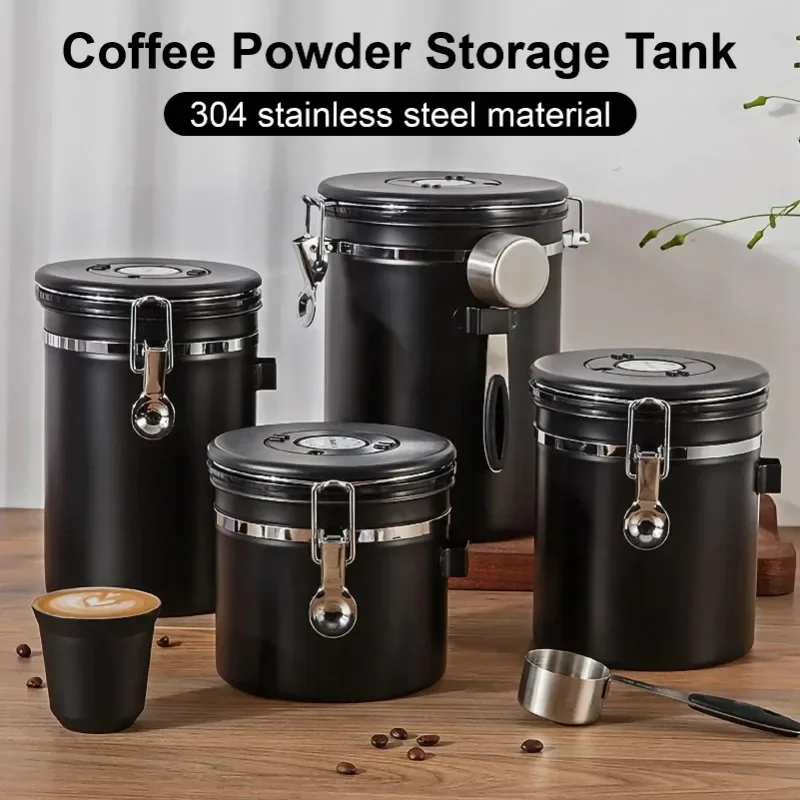 Food Storage With Scoop - 304 Stainless Steel Coffee Beans Vacuum