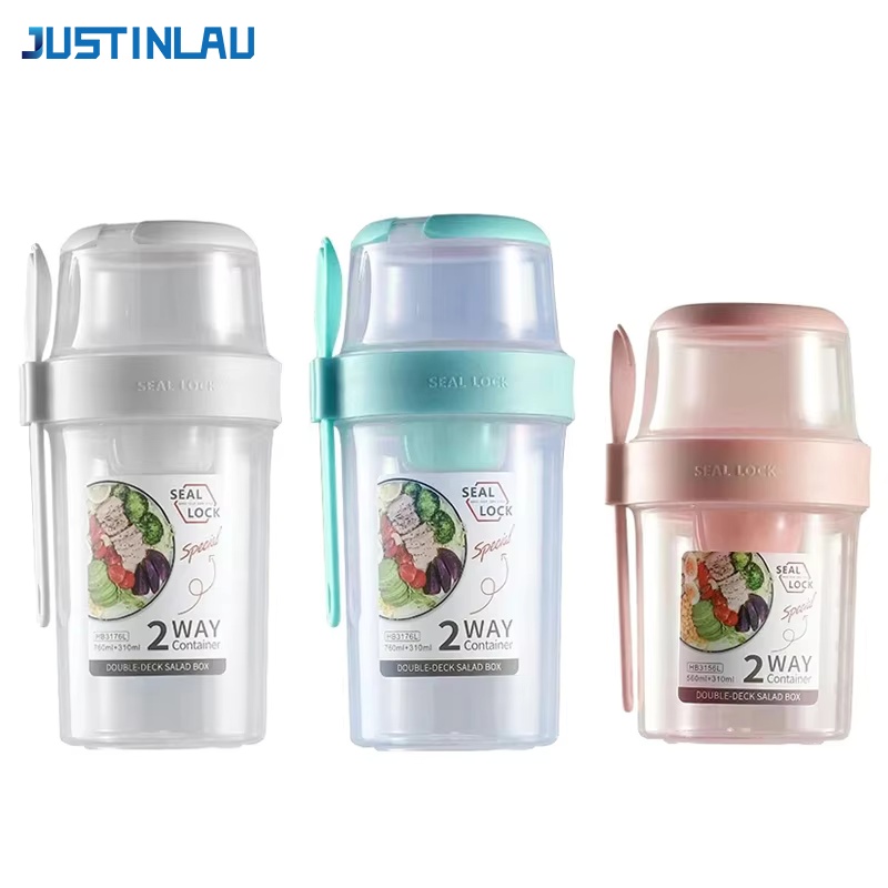 Food Storage With Scoop - JUSTINLAU Portable Fitness Weight Reducing Salad