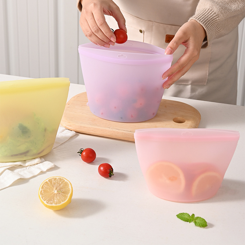 Food Storage Bags Reusable - Self-Sealing Silicone Storage Bag Food Storage