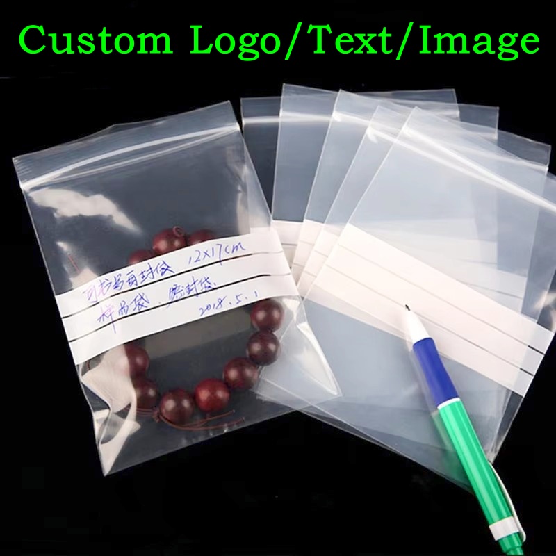 Food Storage Zip Bags - 200PCS PE Clear Plastic Writing Ziplock