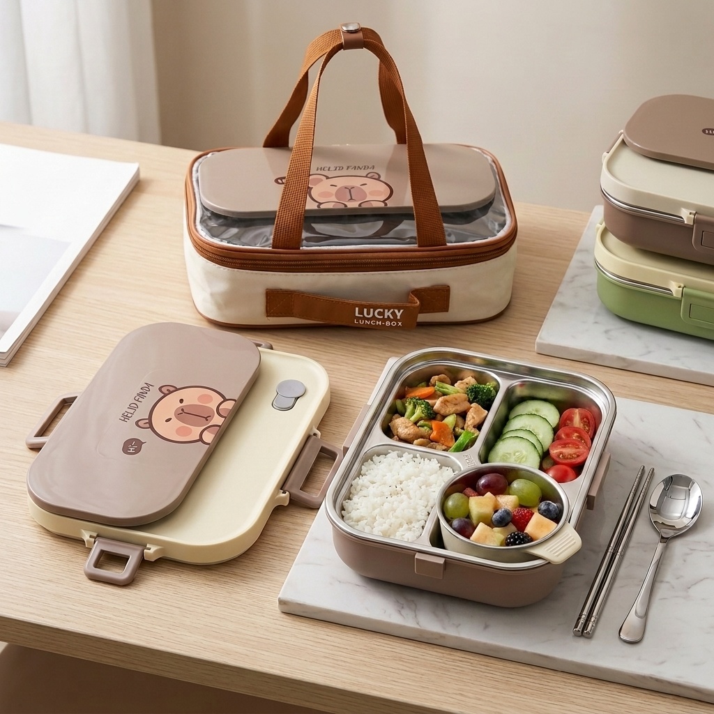 Food Storage With Scoop - 304 Stainless Steel Bento Lunch Box