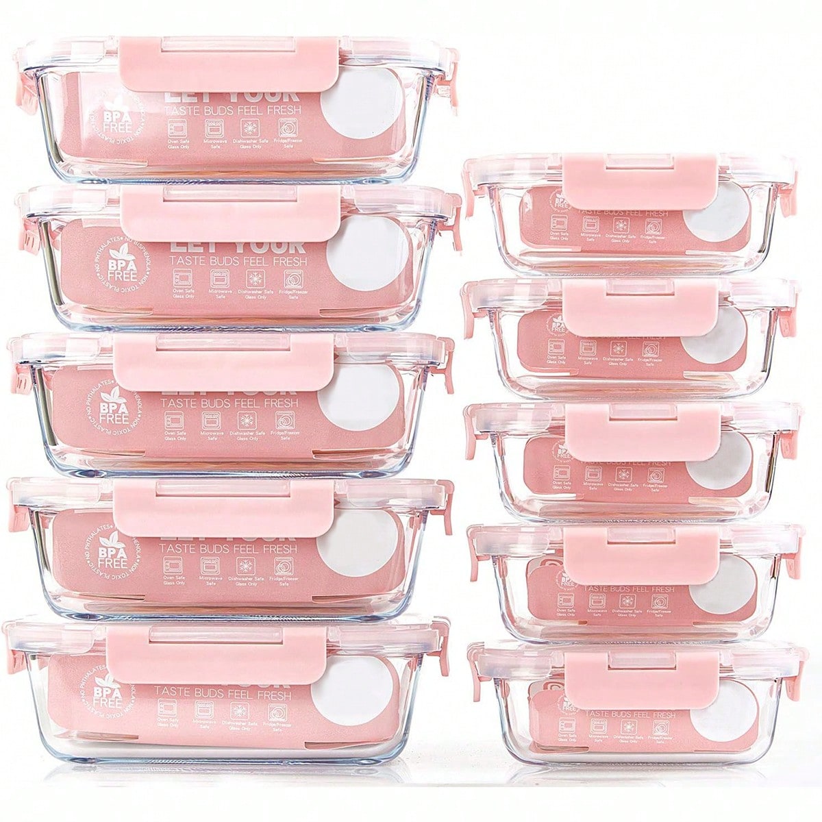 Food Storage Lunch Box - 10 Pack Glass Meal Prep Containers,