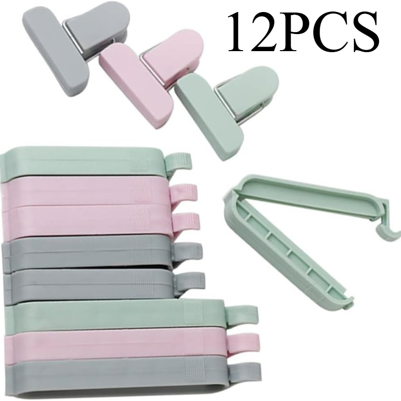 Food Storage Zip Bags - 12pcs Mixed Color Plastic Sealing Clips