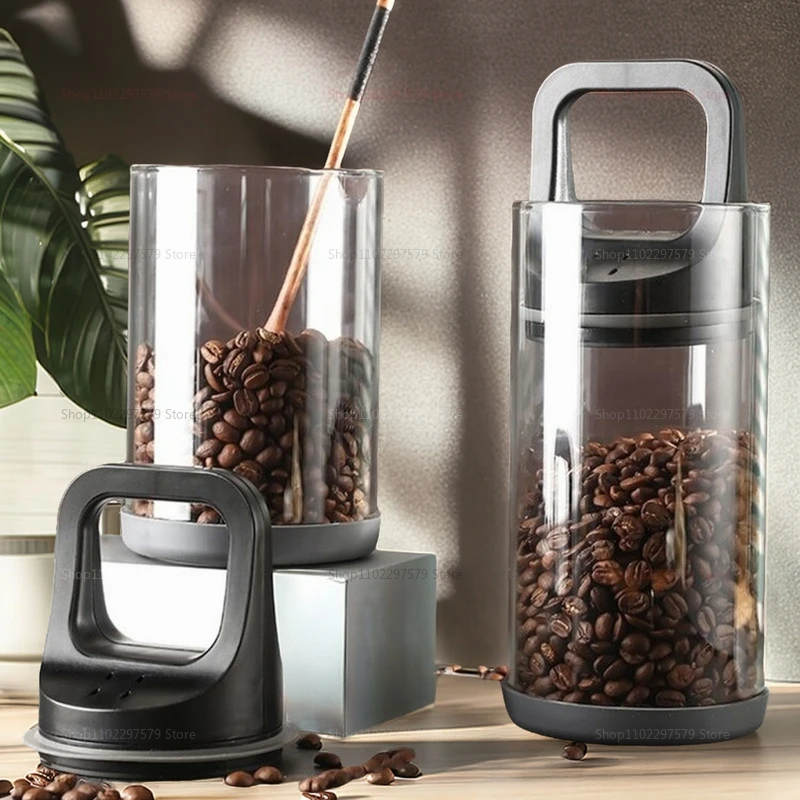 Food Storage Glass Container Set - Coffee Beans Vacuum Sealed Tank Transparent