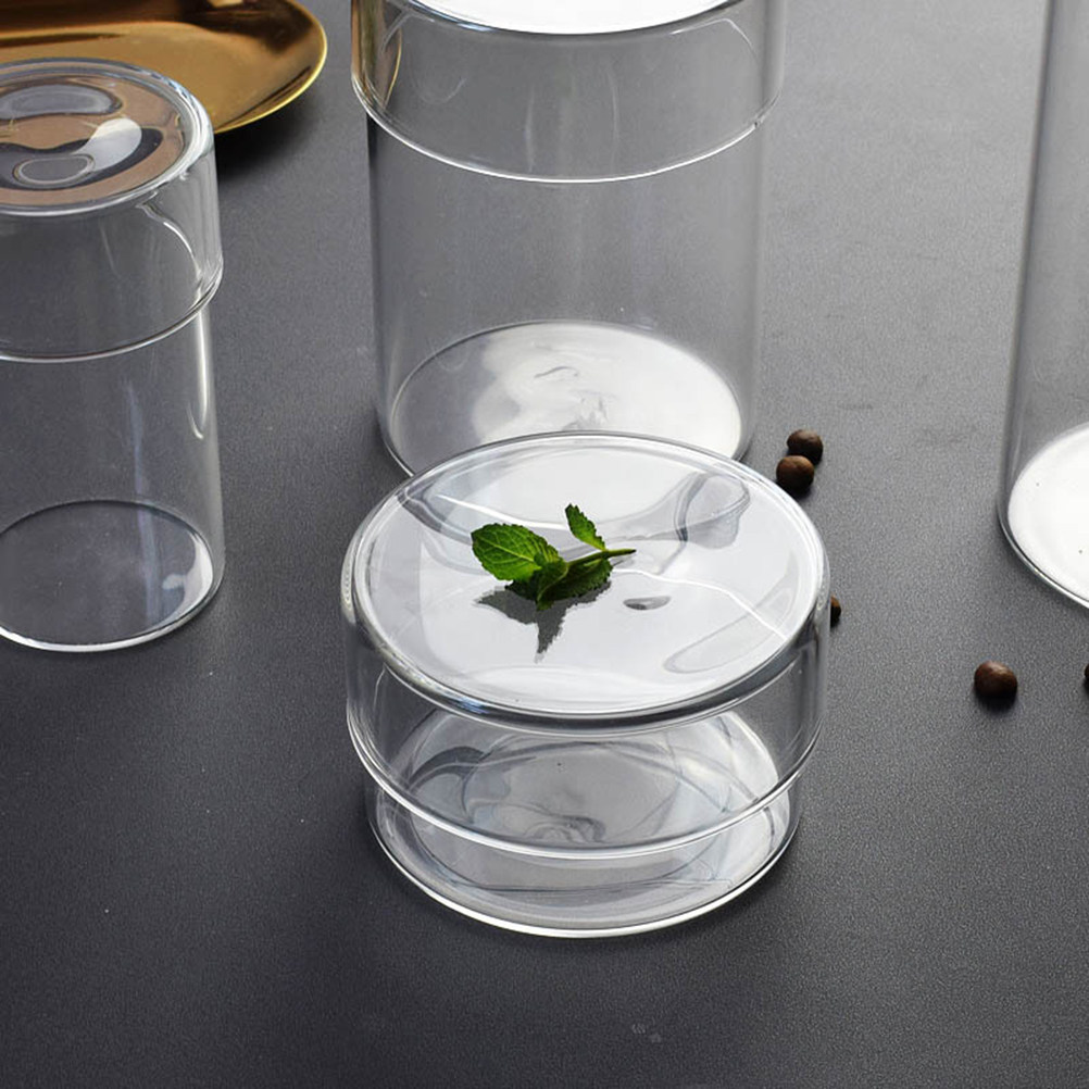 Food Storage Glass Container Set - 4Pcs Glass Storage Jar Set Clear