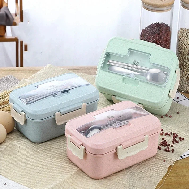 Food Storage With Scoop - Microwave Lunch Box Wheat Straw Bento
