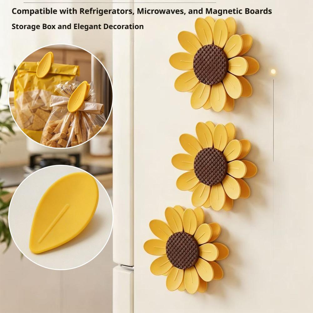 Food Storage Notes - 10Pcs Cute Sunflower Magnetic Food Sealing