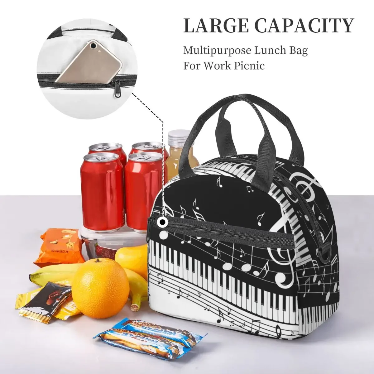 Food Storage Notes - Abstract Piano Keys With Musical Notes