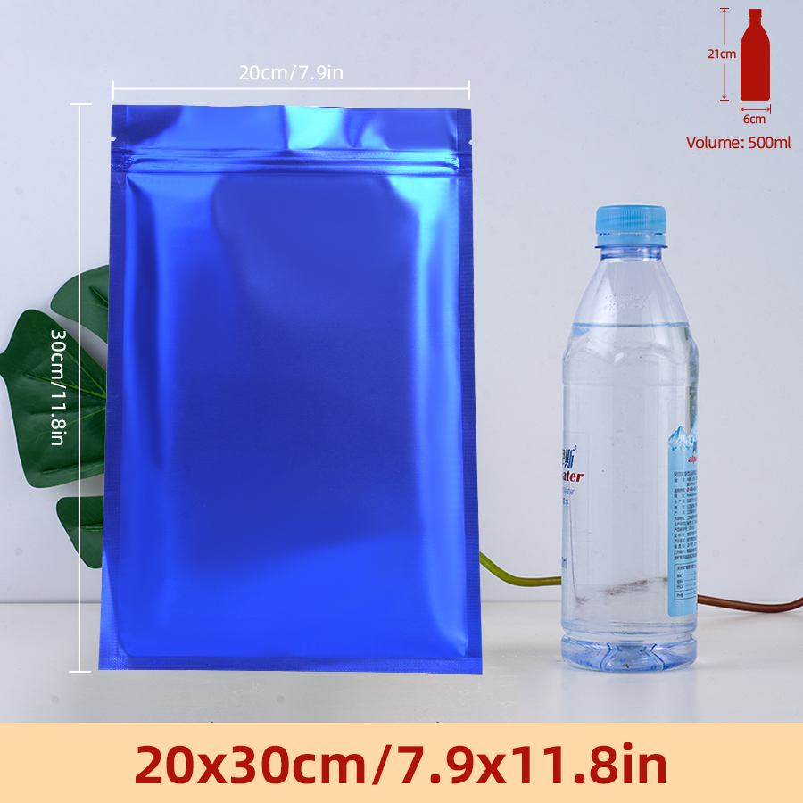 Food Storage Bags Reusable - 100pcs Matte Blue Foil Zipper Pouches,