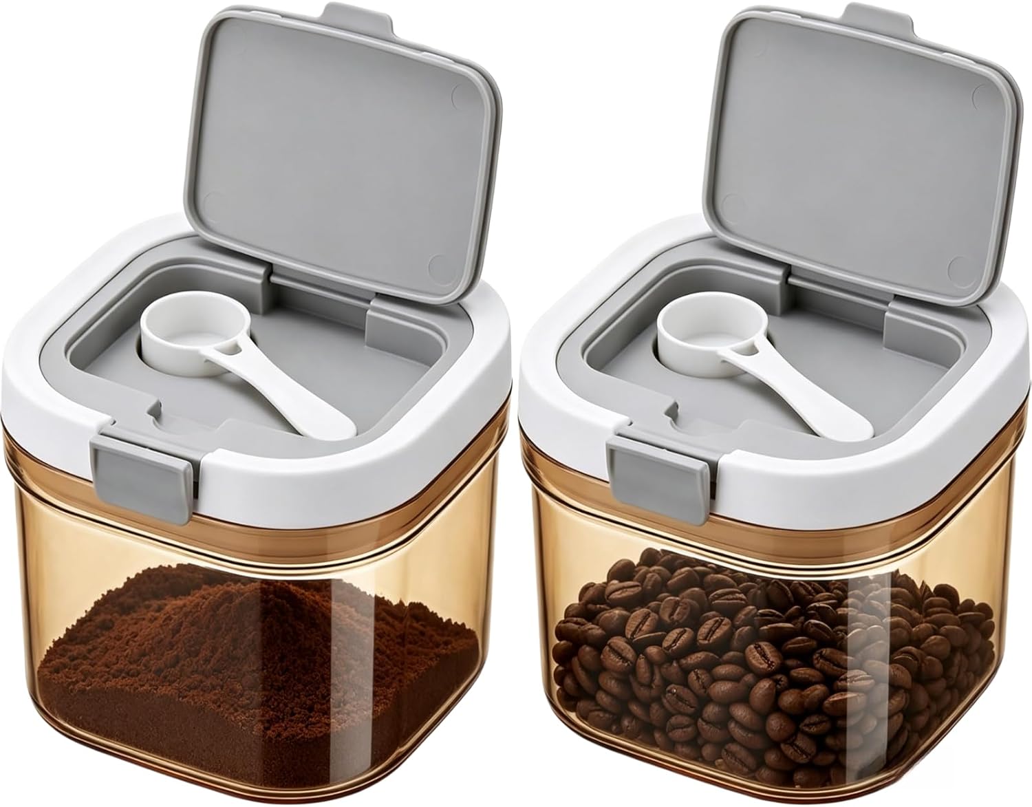 Food Storage With Scoop - 2pcs Coffee Canister with Scoop Airtight
