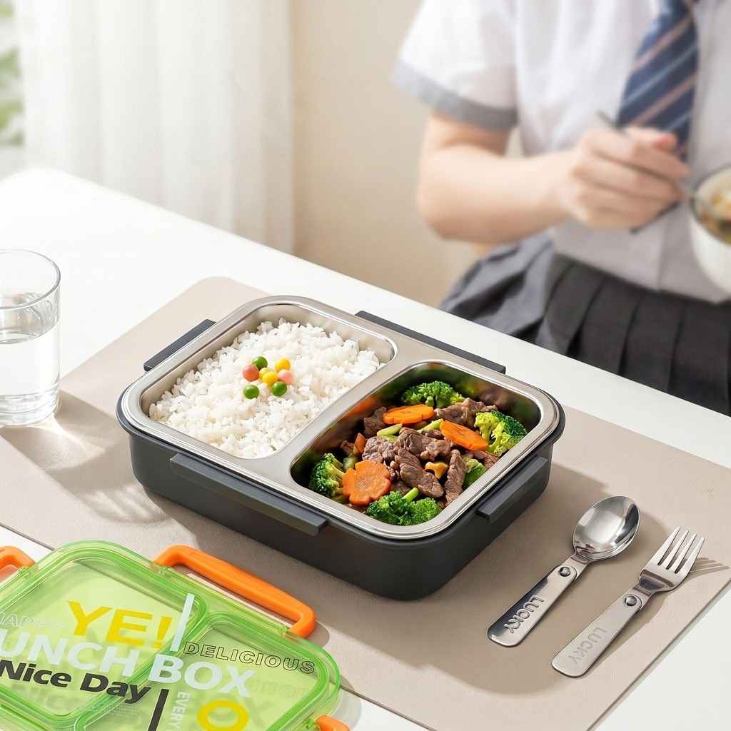 Food Storage With Scoop - Microwavable 304 Stainless Steel Bento Lunch