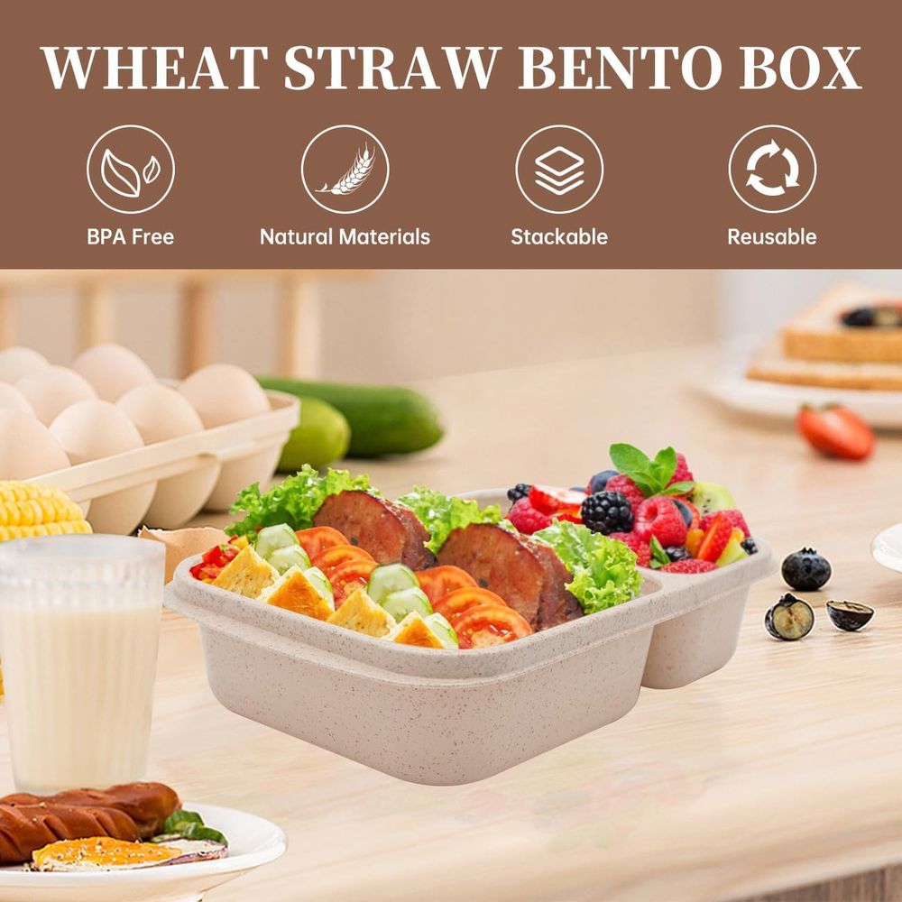 4 Pack Bento Lunch Box, 2 Comp - Food Storage Lunch Box recension och pris
