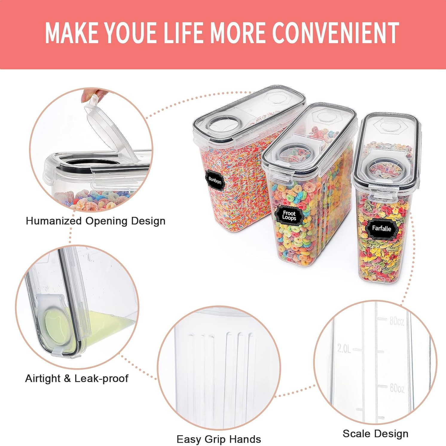2.5L Cereal Storage Containers - Food Storage Labels recension och pris