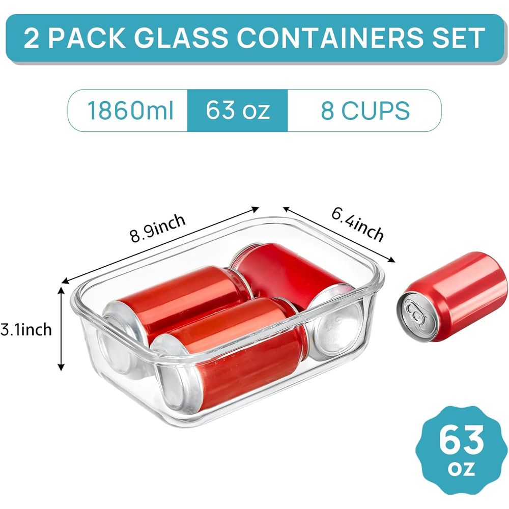 1860ml/63oz Large Glass Storag - Food Storage Glass Container Set recension och pris