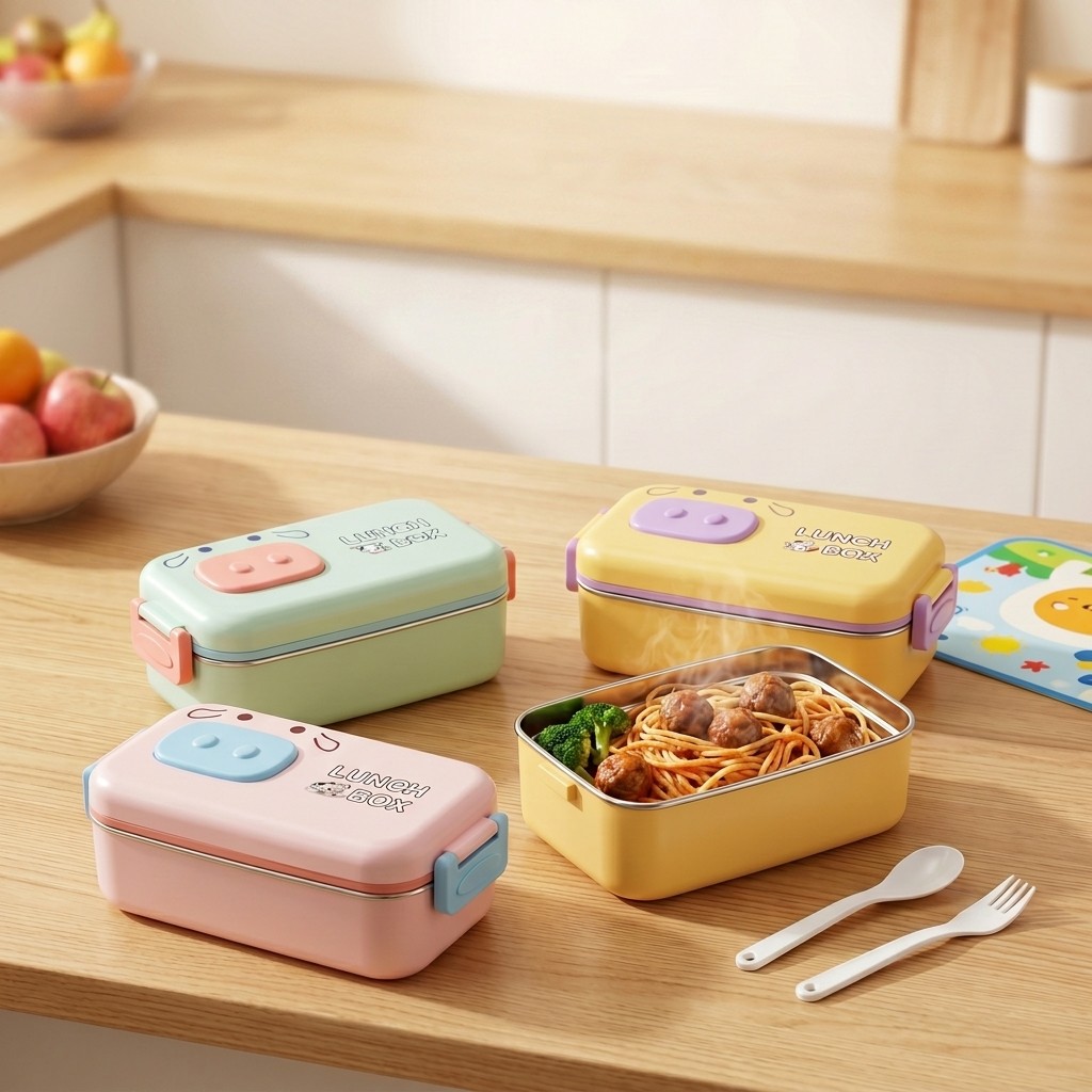 304 Stainless Steel Bento Box  - Food Storage With Scoop recension och pris