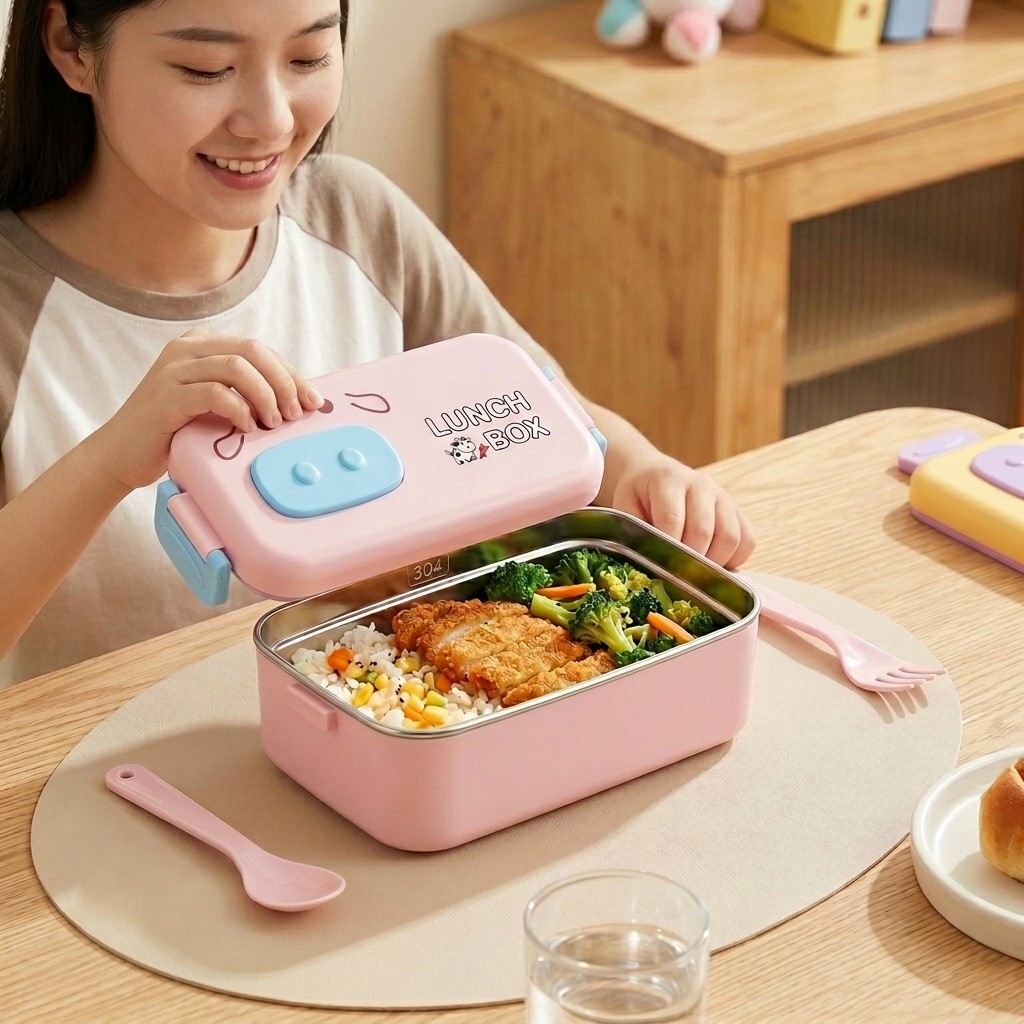 304 Stainless Steel Bento Box  - Food Storage With Scoop recension och pris