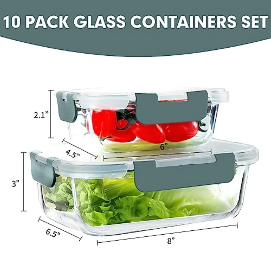 10 Pack Glass Meal Prep Contai - Food Storage Glass Container Set recension och pris