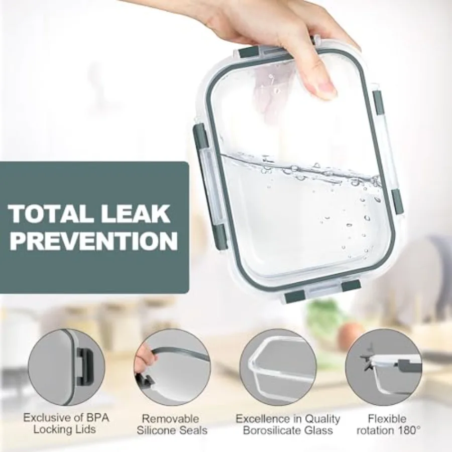 10 Pack Glass Meal Prep Contai - Food Storage Glass Container Set recension och pris