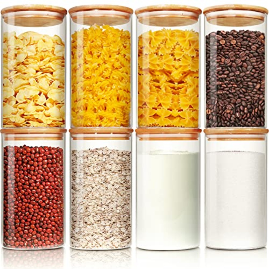 Glass Jars with Bamboo Lids 28 - Food Storage Glass Container Set recension och pris
