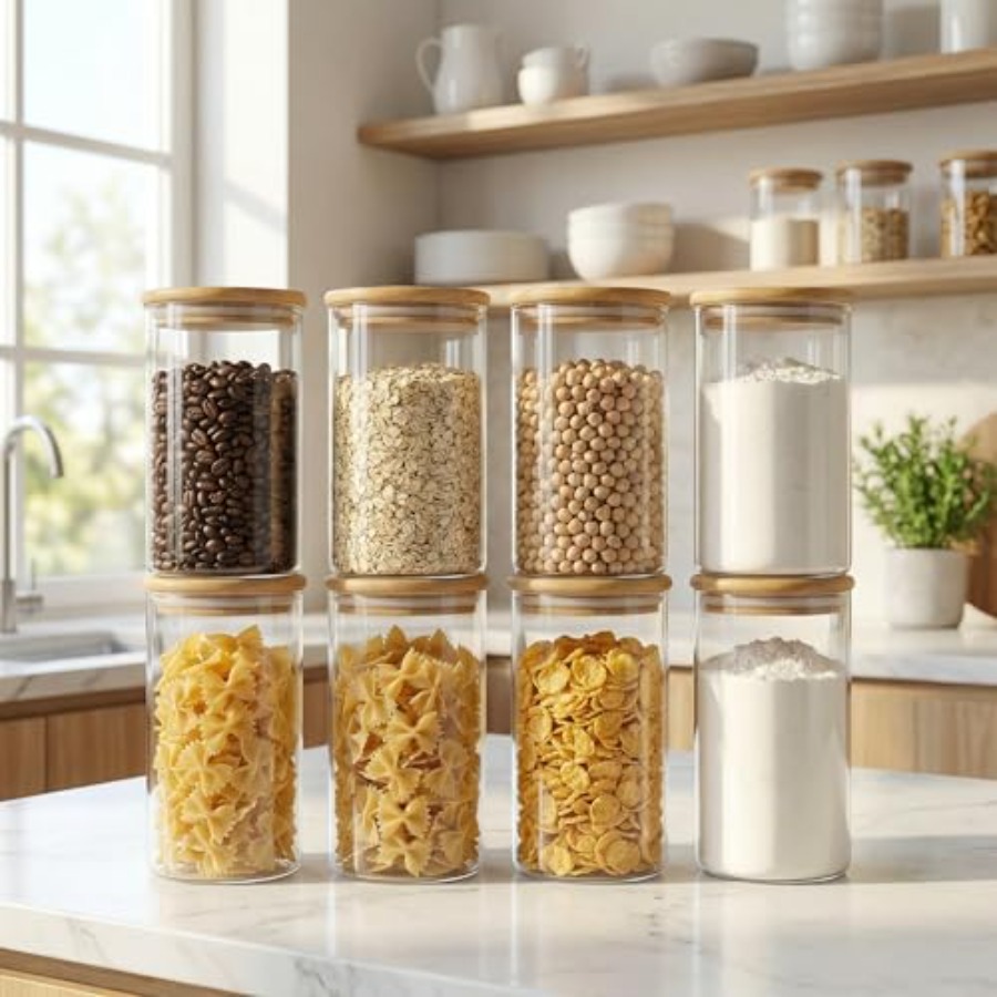 Glass Jars with Bamboo Lids 28 - Food Storage Glass Container Set recension och pris