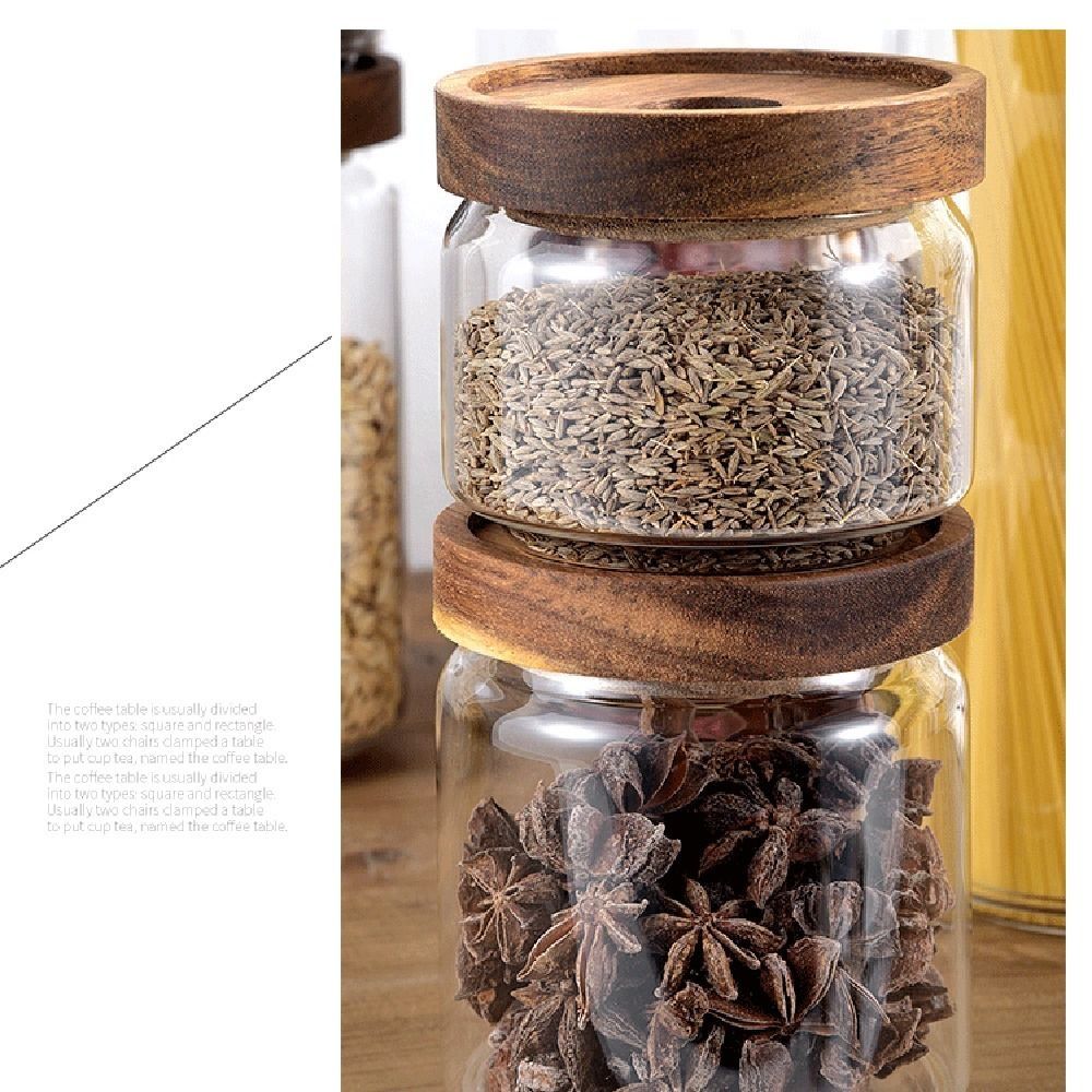 Multi-Use Wooden Lid Glass Foo - Food Storage Glass Container Set recension och pris