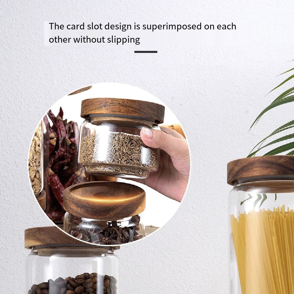 Multi-Use Wooden Lid Glass Foo - Food Storage Glass Container Set recension och pris