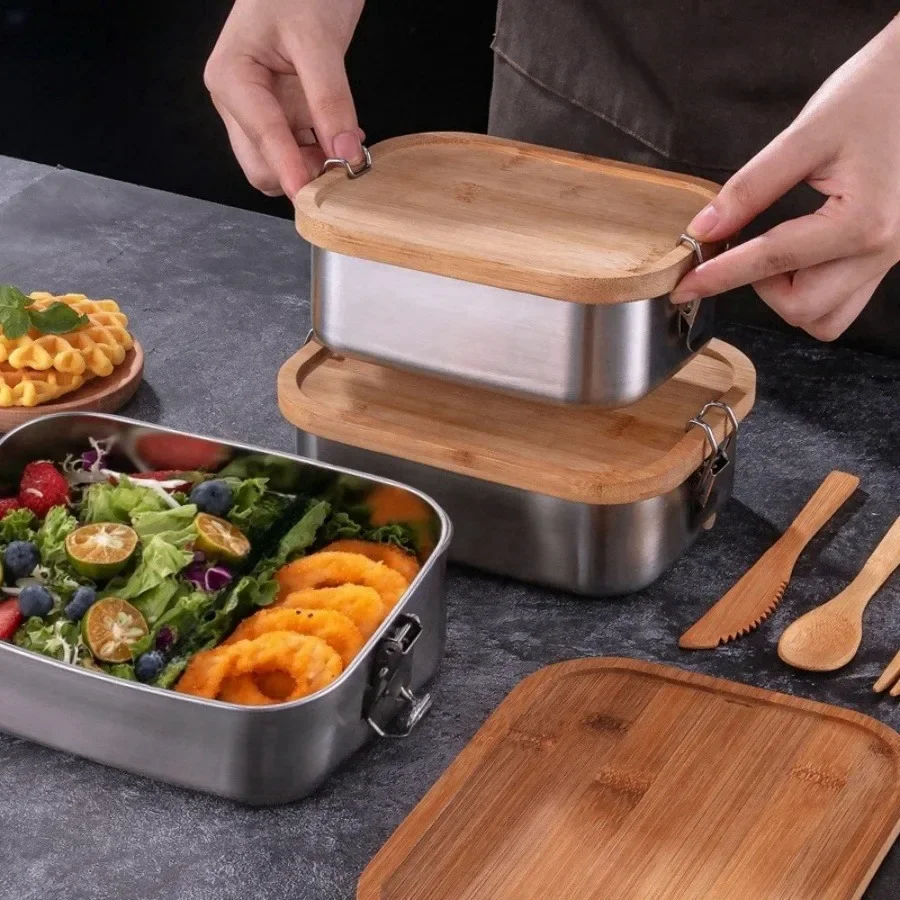 New 304 stainless steel bamboo - Food Storage Lunch Box recension och pris