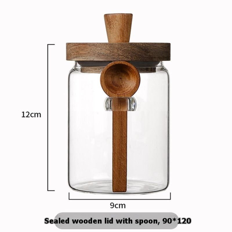ABJI-Glass Jar With Wooden Lid - Food Storage Glass Container Set recension och pris