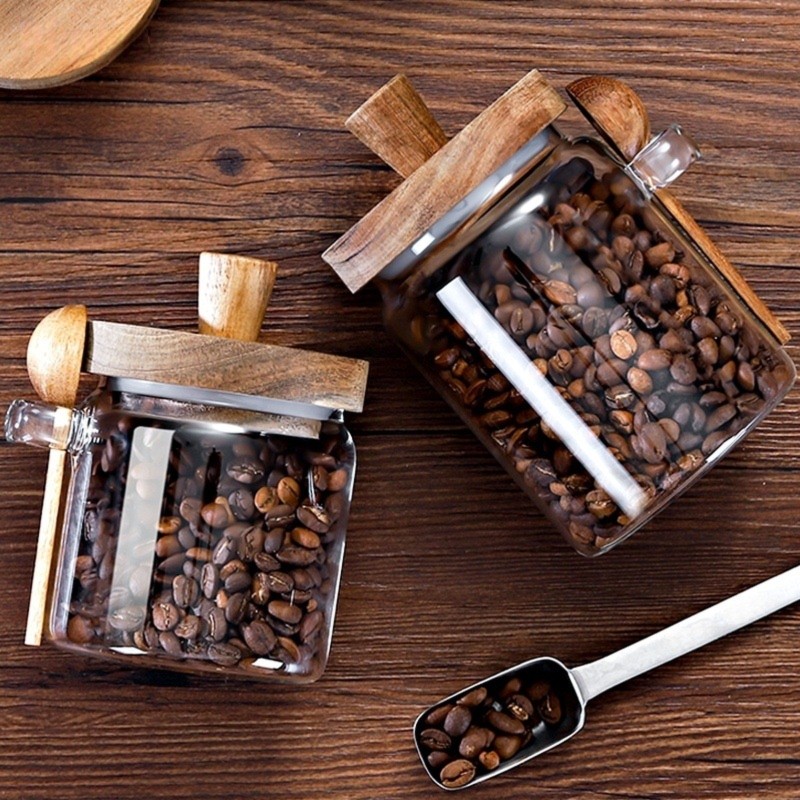 ABJI-Glass Jar With Wooden Lid - Food Storage Glass Container Set recension och pris