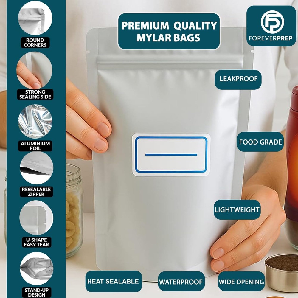155 Mylar Bags with 155 Oxygen - Food Storage Labels recension och pris