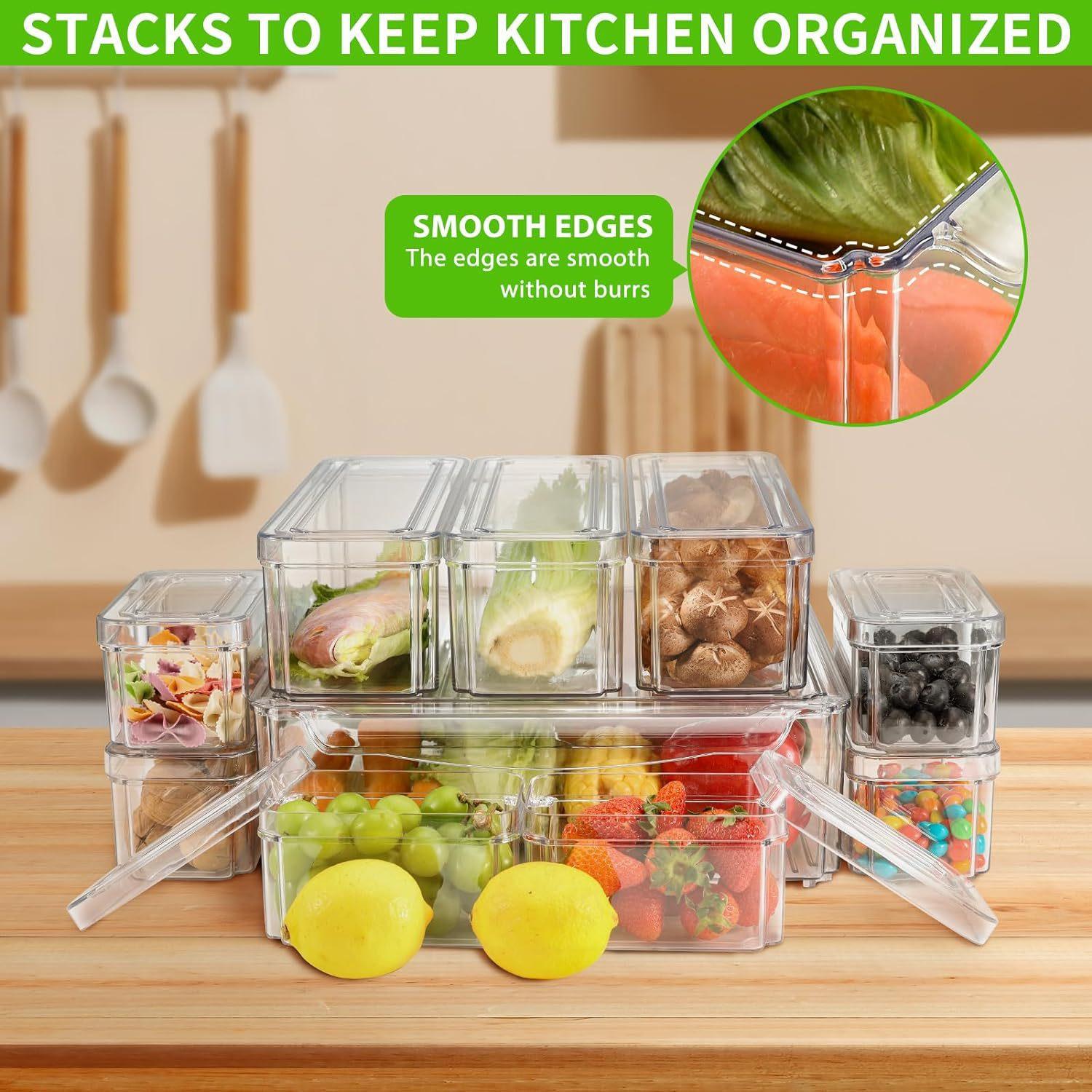 10/14Pcs Fridge Organizer Bins - Food Storage Kitchen Cabinet recension och pris