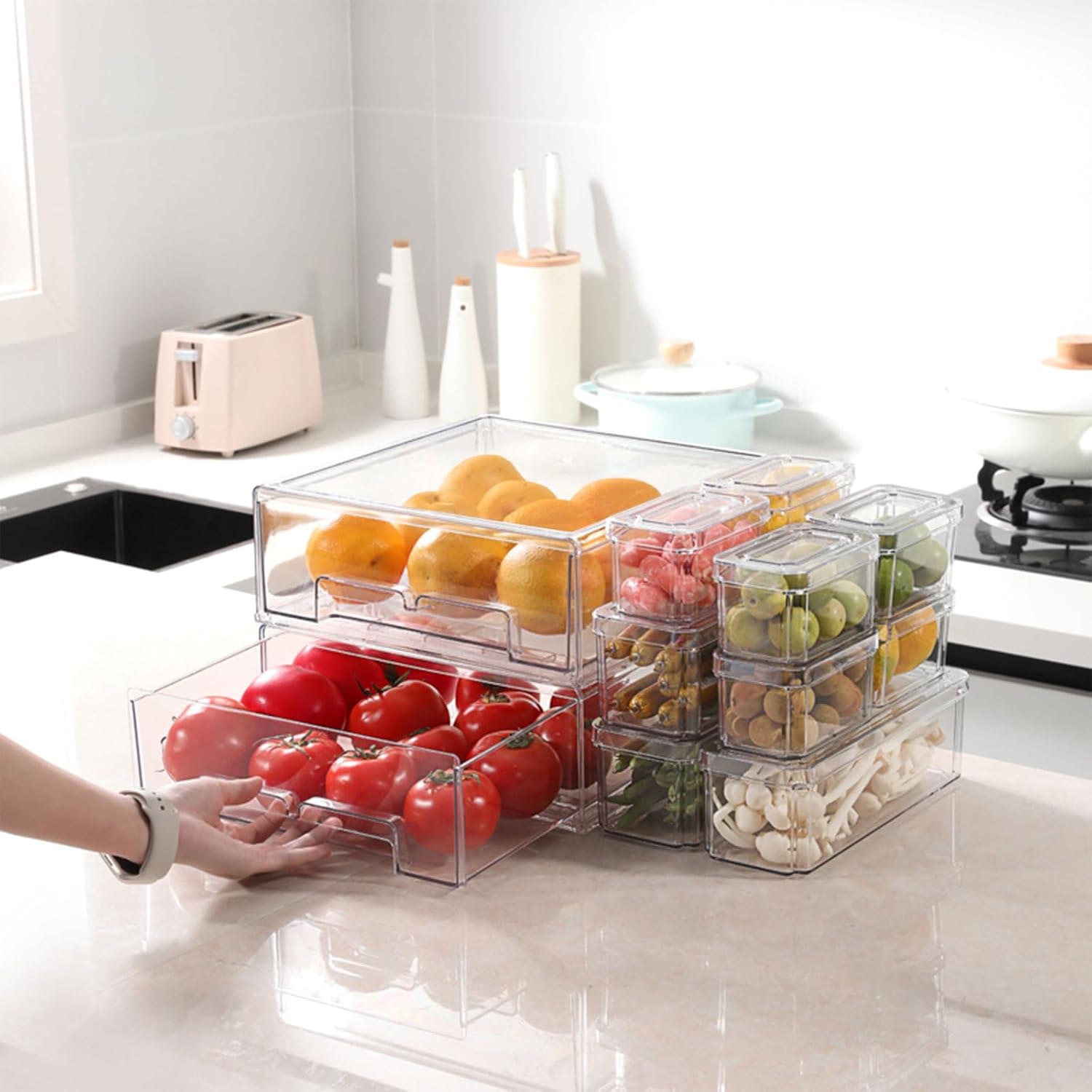 10/14Pcs Fridge Organizer Bins - Food Storage Kitchen Cabinet recension och pris