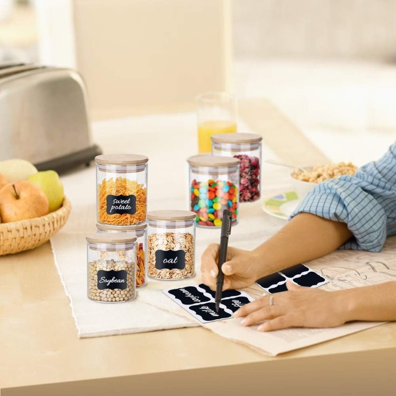 12 Glass Jars Set with Bamboo  - Food Storage Glass Container Set recension och pris