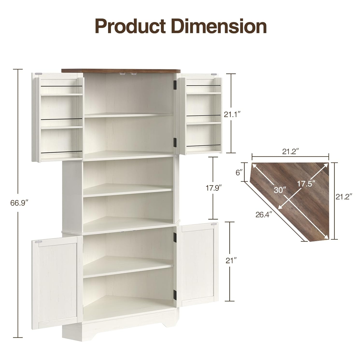 #￥Corner Cabinet, 67''H Kitche - Food Storage Kitchen Cabinet recension och pris