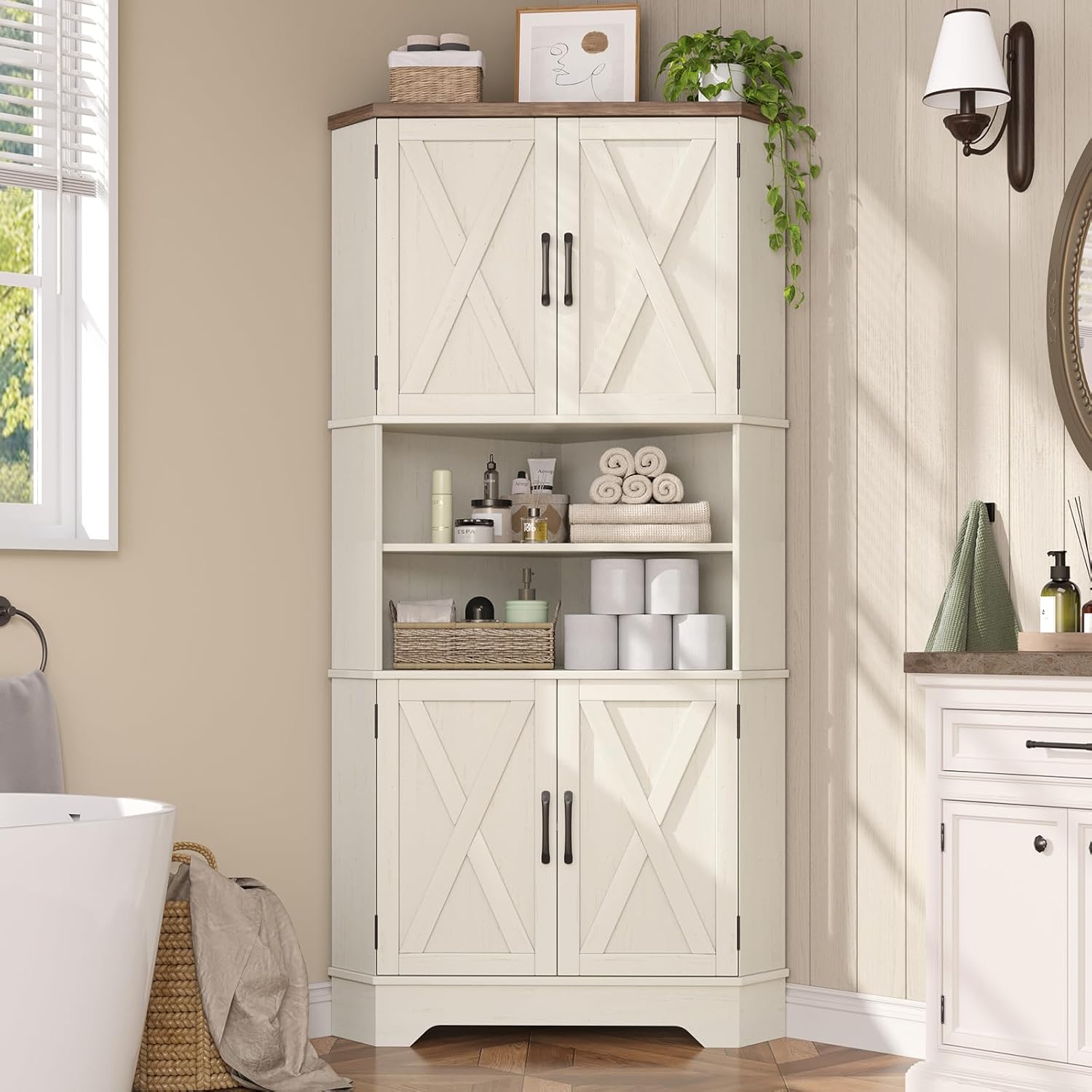 #￥Corner Cabinet, 67''H Kitche - Food Storage Kitchen Cabinet recension och pris