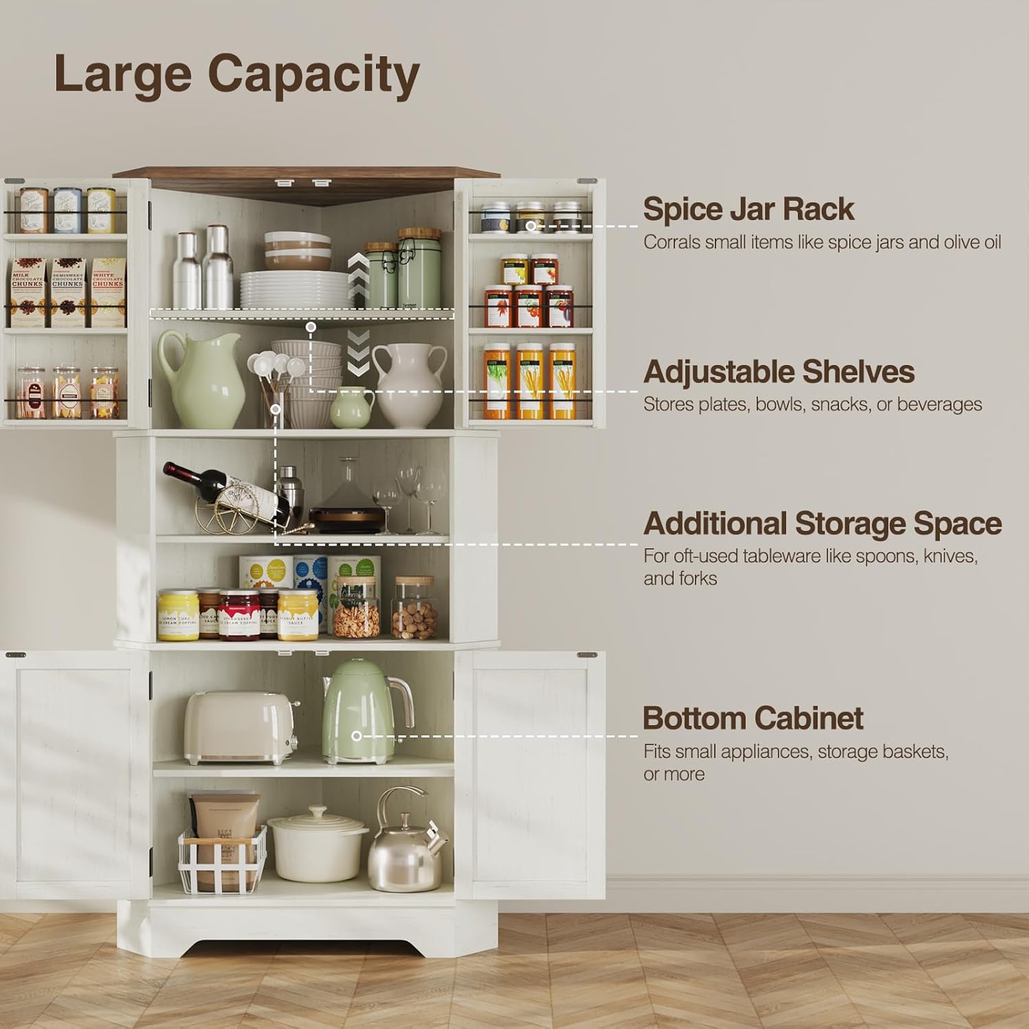 #￥Corner Cabinet, 67''H Kitche - Food Storage Kitchen Cabinet recension och pris