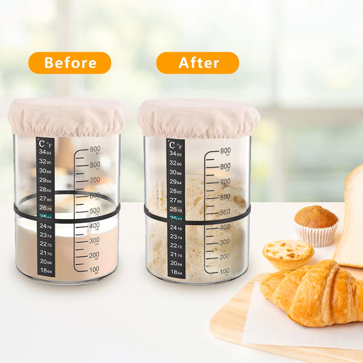 1500/900ml Sourdough Starter J - Food Storage Glass Container Set recension och pris