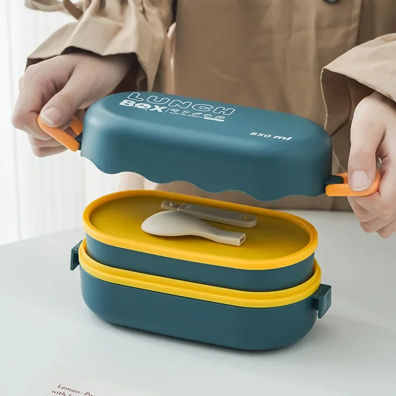 850ML Lunch Box Double-layer P - Food Storage With Scoop recension och pris
