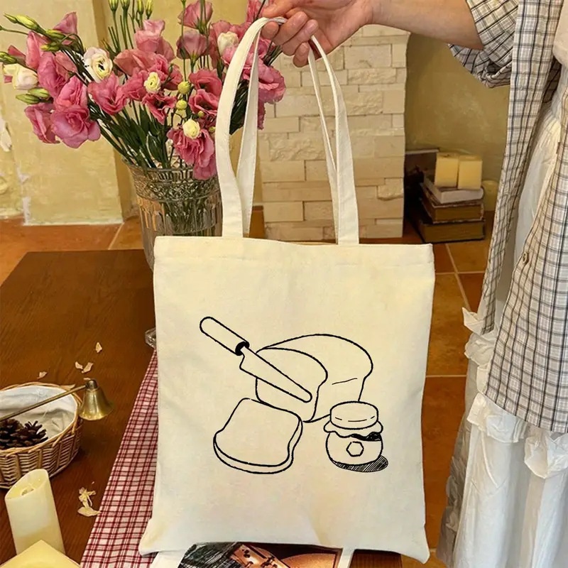 Bread Jam Line Art Canvas Tote - Food Storage Bags Reusable recension och pris