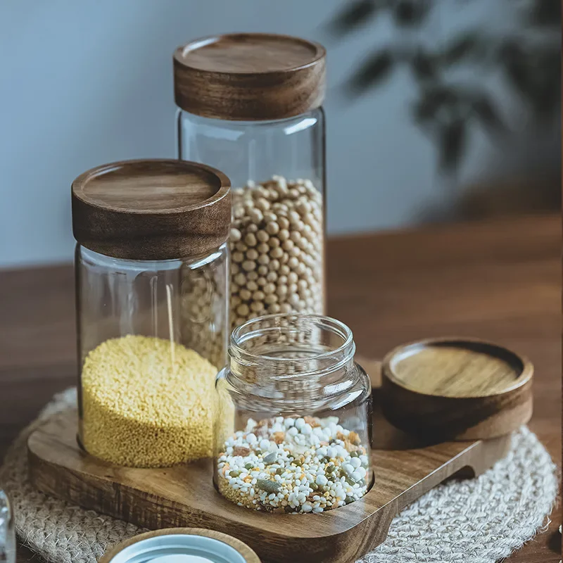 Wood Lid Orgnizer Glass Airtig - Food Storage Glass Container Set recension och pris